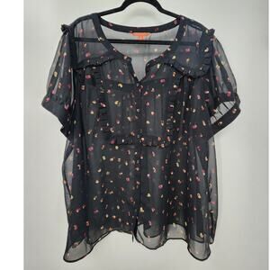 Modcloth Sheer Shortsleeve Black Top Size 4X